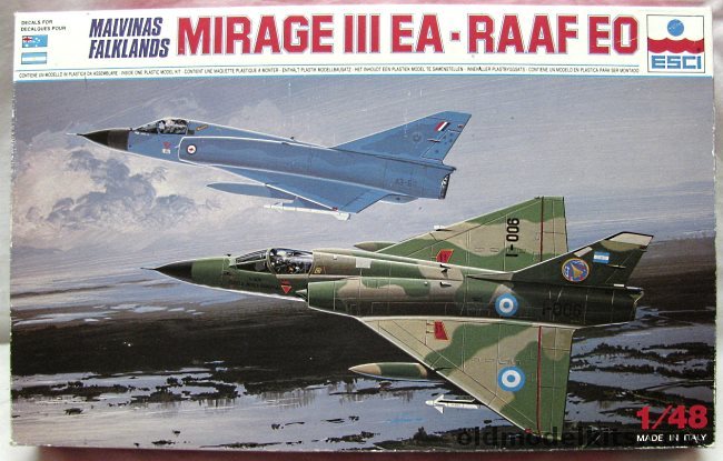 ESCI 1/48 Mirage III EA - Malvinas/Falklands War 1 Esquadron De Caza Argentina or No. 3 Squadron RAAF Australia, 4073 plastic model kit